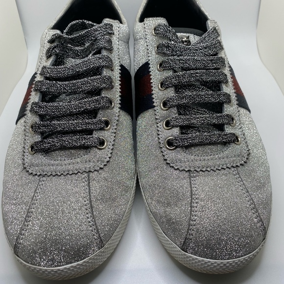 SOLD-⭐️Authentic⭐️Gucci T.Sparkle Silver Glitter Shoes - Picture 3 of 14